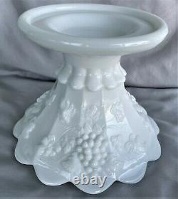 3pc Westmoreland Epergne Paneled Grape 14 tall Milk White Glass Vase Pedestal