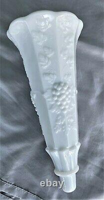 3pc Westmoreland Epergne Paneled Grape 14 tall Milk White Glass Vase Pedestal