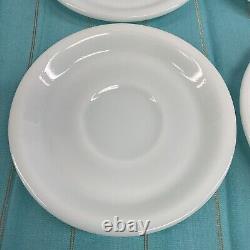 4 Fire King Restaurant Ware Oven Glass White Saucers 6 RARE