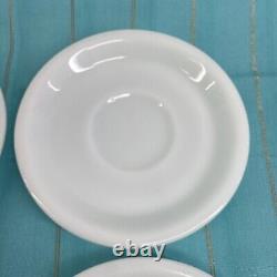 4 Fire King Restaurant Ware Oven Glass White Saucers 6 RARE