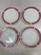 4 Hazel Atlas Milk Glass Red Candy Stripe 9 Inch Plates