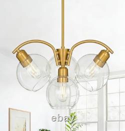 4-Lights Glass Globes Chandelier Milk White Frosted Glass Pendant Ceiling Lamps