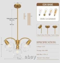 4-Lights Glass Globes Chandelier Milk White Frosted Glass Pendant Ceiling Lamps