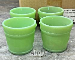 4 Martha Stewart by Mail LE Smith Jadeite Green Glass Oak Bucket Voltive Holders