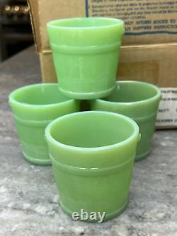 4 Martha Stewart by Mail LE Smith Jadeite Green Glass Oak Bucket Voltive Holders