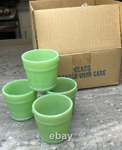 4 Martha Stewart by Mail LE Smith Jadeite Green Glass Oak Bucket Voltive Holders