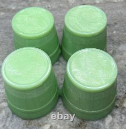 4 Martha Stewart by Mail LE Smith Jadeite Green Glass Oak Bucket Voltive Holders