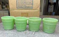 4 Martha Stewart by Mail LE Smith Jadeite Green Glass Oak Bucket Voltive Holders