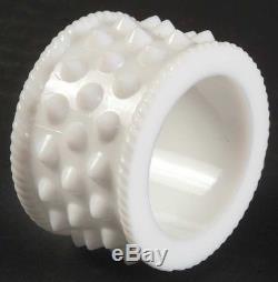 4 Milk Glass White Hobnail Napkin Rings from Fenton, excellent condition, RARE