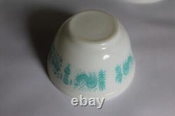 4 Pc Set Pyrex Amish Butterprint Mixing Bowls Turquoise White 401 402 403 404