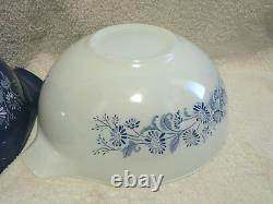 4 Pc Set Pyrex Colonial Mist Cinderella Mixing Bowls Blue White Flowers Exc