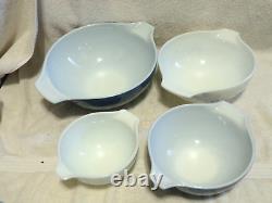 4 Pc Set Pyrex Colonial Mist Cinderella Mixing Bowls Blue White Flowers Exc