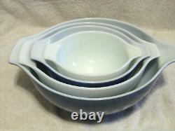 4 Pc Set Pyrex Colonial Mist Cinderella Mixing Bowls Blue White Flowers Exc