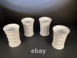 4 VTG Indiana Glass CONSTELLATION White Milk Glass Tumblers MCM RARE