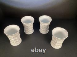 4 VTG Indiana Glass CONSTELLATION White Milk Glass Tumblers MCM RARE