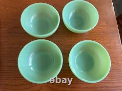 4 Vintage FIRE-KING Oven Ware 5 Jadeite Cereal/Chili Bowls Green Milk Glass USA