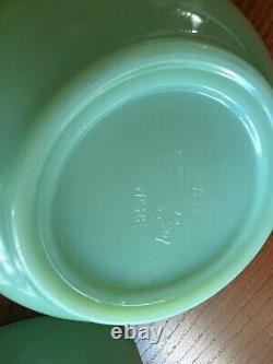 4 Vintage FIRE-KING Oven Ware 5 Jadeite Cereal/Chili Bowls Green Milk Glass USA