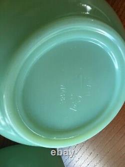 4 Vintage FIRE-KING Oven Ware 5 Jadeite Cereal/Chili Bowls Green Milk Glass USA