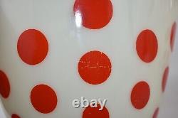 4 Vintage FIRE KING RED POLKA DOT Oven Ware Milk Glass Set Mixing Nesting Bowls