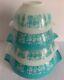 (4)vintage Pyrex Amish Butterprint Turquoise Nesting Mixing Bowls