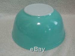 4 Vintage Pyrex Pink Aqua Turquoise White Mixing Bowls