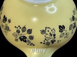 4 Vtg Pyrex Gooseberry Yellow, Black & White Cinderella Mixing Bowls #441-444