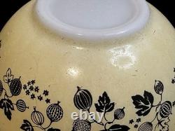 4 Vtg Pyrex Gooseberry Yellow, Black & White Cinderella Mixing Bowls #441-444