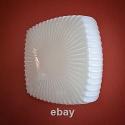 4 available vintage square white opaline milk glass CEILING WALL SCONCE light