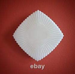 4 available vintage square white opaline milk glass CEILING WALL SCONCE light