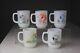 5 Fire King Anchor Hocking Snoopy Milk Glass Mugs Very Collectable