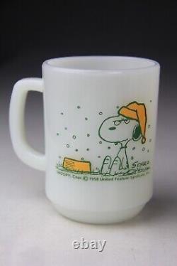 5 Fire King Anchor Hocking Snoopy Milk Glass Mugs Very Collectable