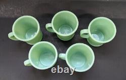 5 Fire King Jadeite Jadite Green Milk Glass Flat Bottom D Handle Cups Mugs