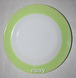 5 Vintage Pyrex Lime Green & White Milk Glass 10 Dinner Plate WithGold Pyrex Seal