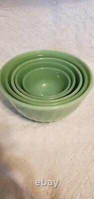 (5)firekingjadeitegreenswirlglassmixing Bowls