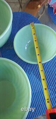 (5)firekingjadeitegreenswirlglassmixing Bowls