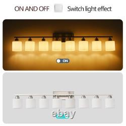 52 8 Lights Milk Glass LED Vanity Light Bathroom Mirror Wall Lamp Nickel Modern