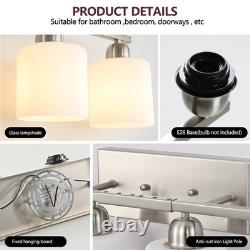 52 8 Lights Milk Glass LED Vanity Light Bathroom Mirror Wall Lamp Nickel Modern