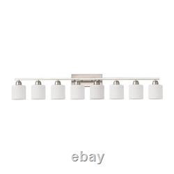 52 8 Lights Milk Glass LED Vanity Light Bathroom Mirror Wall Lamp Nickel Modern