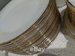 52 PIECE Vintage Anchor Hocking Fire King Milk Glass Swirl Gold Rim HUGE BUNDLE