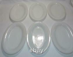 6 NOS HTF Fire King Heavy Restaurant Ware WHITE W307 Oval Luncheon Plates 9 1/2