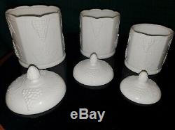 6 Piece Canister Set Indiana White Grape Milk Glass