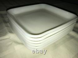 6 Vintage CORNING Dietary Products 96504-10 SQUARE MILK GLASS 6¾ Airplane Plate