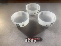 (6) Vintage Federal Milk Glass Mixing Dessert Bowls MCM Starburst Pattern