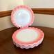 6 Vintage Hazel-atlas Pink Crinoline Ripple Milk Glass Salad Dessert Plates