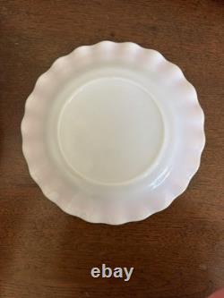6 Vintage Hazel-Atlas Pink Crinoline Ripple Milk Glass Salad Dessert Plates