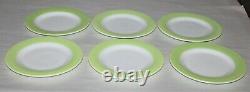 6 Vintage Pyrex Lime Green & White Milk Glass 8-1/4 Side Plate Gold Pyrex Seal