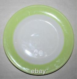 6 Vintage Pyrex Lime Green & White Milk Glass 8-1/4 Side Plate Gold Pyrex Seal