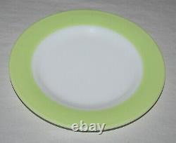 6 Vintage Pyrex Lime Green & White Milk Glass 8-1/4 Side Plate Gold Pyrex Seal