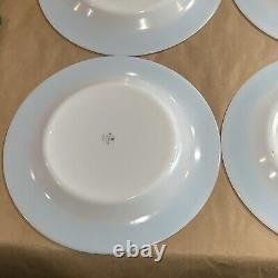 6 Vintage Pyrex Milk Glass Plates Turquoise Aqua Teal Blue Band Dinner 10