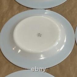 6 Vintage Pyrex Milk Glass Plates Turquoise Aqua Teal Blue Band Dinner 10